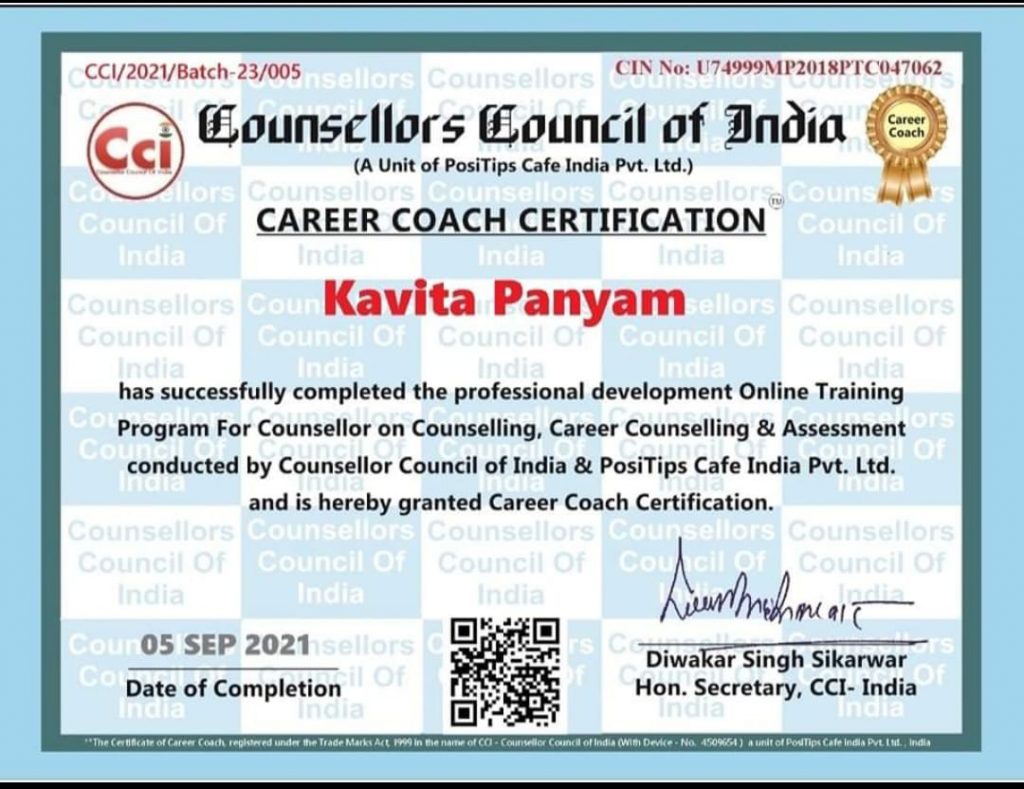 Kavita Panyam Career Coach Certificate